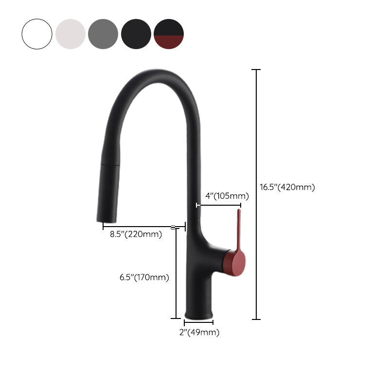 Contemporary Pull Down Single Handle Kitchen Faucet High Arch Water Filler Clearhalo 'Home Improvement' 'home_improvement' 'home_improvement_kitchen_faucets' 'Kitchen Faucets' 'Kitchen Remodel & Kitchen Fixtures' 'Kitchen Sinks & Faucet Components' 'kitchen_faucets' 6457185
