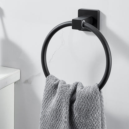 Traditional Bath Hardware Set Black Towel Ring Bath Shelf Bathroom Hardware Set Towel Ring Clearhalo 'Bathroom Hardware Sets' 'Bathroom Hardware' 'Bathroom Remodel & Bathroom Fixtures' 'bathroom_hardware_sets' 'Home Improvement' 'home_improvement' 'home_improvement_bathroom_hardware_sets' 6460862