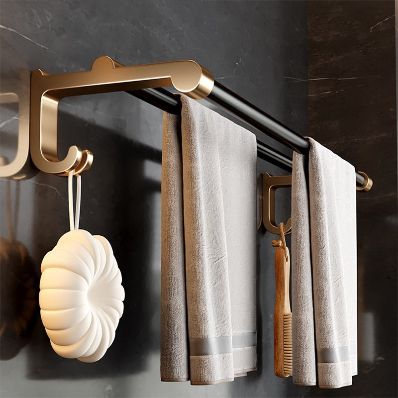 Modern Black Bath Hardware Set Towel Bar Bathroom Hardware Set Black Gold 1 Piece Clearhalo 'Bathroom Hardware Sets' 'Bathroom Hardware' 'Bathroom Remodel & Bathroom Fixtures' 'bathroom_hardware_sets' 'Home Improvement' 'home_improvement' 'home_improvement_bathroom_hardware_sets' 6460908