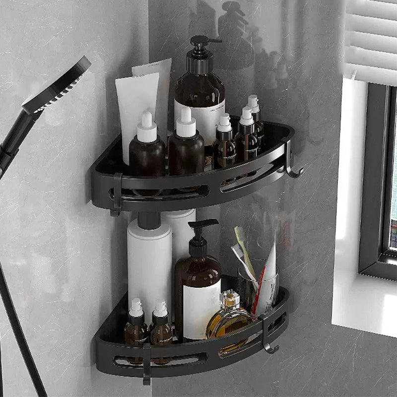 Modern Bath Hardware Set Bath Shelf Silver/Black Bathroom Accessory Kit Clearhalo 'Bathroom Hardware Sets' 'Bathroom Hardware' 'Bathroom Remodel & Bathroom Fixtures' 'bathroom_hardware_sets' 'Home Improvement' 'home_improvement' 'home_improvement_bathroom_hardware_sets' 6460941