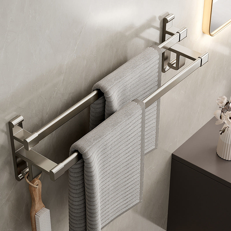 Gray Bathroom Accessory Set Contemporary Style Aluminum Towel Bar Clearhalo 'Bathroom Hardware Sets' 'Bathroom Hardware' 'Bathroom Remodel & Bathroom Fixtures' 'bathroom_hardware_sets' 'Home Improvement' 'home_improvement' 'home_improvement_bathroom_hardware_sets' 6460968
