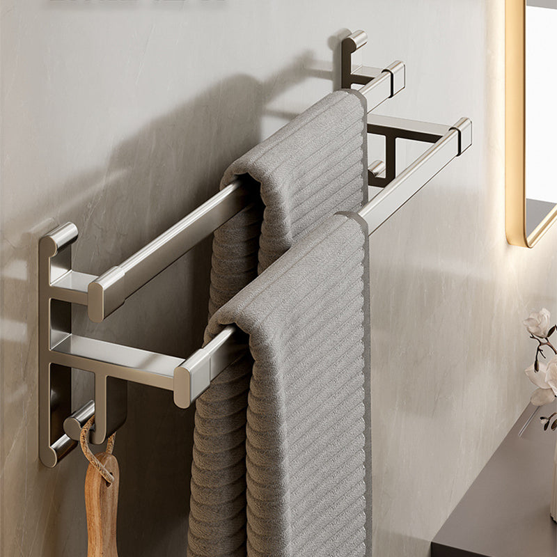 Gray Bathroom Accessory Set Contemporary Style Aluminum Towel Bar Clearhalo 'Bathroom Hardware Sets' 'Bathroom Hardware' 'Bathroom Remodel & Bathroom Fixtures' 'bathroom_hardware_sets' 'Home Improvement' 'home_improvement' 'home_improvement_bathroom_hardware_sets' 6460996
