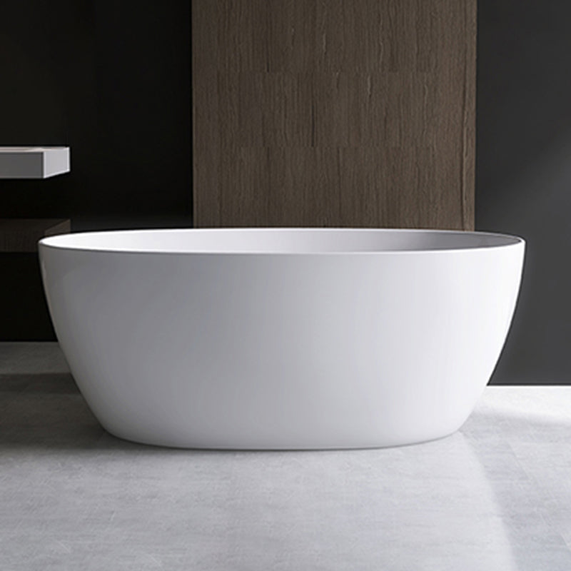 Modern Ellipse White Acrylic Bathtub Freestand Soaking Bathtub with Drain Bath Tub Tub Clearhalo 'Bathroom Remodel & Bathroom Fixtures' 'Bathtubs' 'Home Improvement' 'home_improvement' 'home_improvement_bathtubs' 'Showers & Bathtubs' 6463024