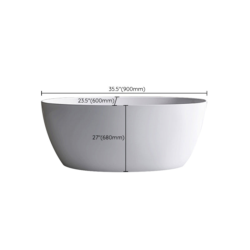 Modern Ellipse White Acrylic Bathtub Freestand Soaking Bathtub with Drain Bath Tub Clearhalo 'Bathroom Remodel & Bathroom Fixtures' 'Bathtubs' 'Home Improvement' 'home_improvement' 'home_improvement_bathtubs' 'Showers & Bathtubs' 6463032