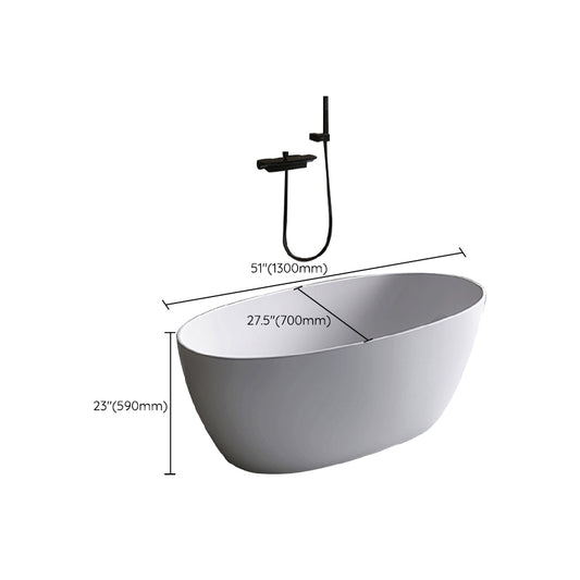 Modern Ellipse White Acrylic Bathtub Freestand Soaking Bathtub with Drain Bath Tub Clearhalo 'Bathroom Remodel & Bathroom Fixtures' 'Bathtubs' 'Home Improvement' 'home_improvement' 'home_improvement_bathtubs' 'Showers & Bathtubs' 6463038