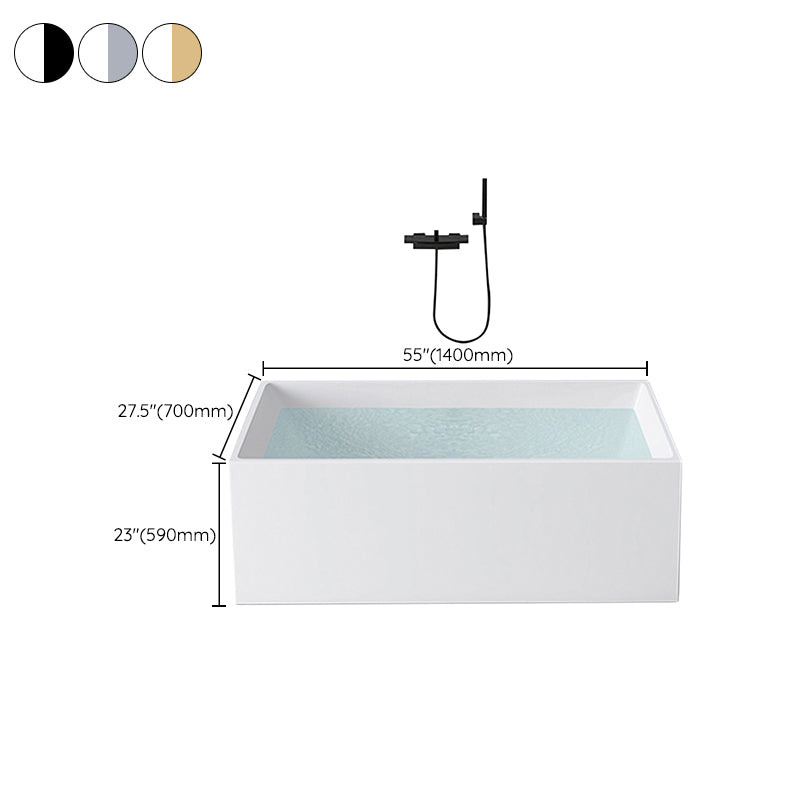 Modern Rectangle Acrylic Bathtub Back to Wall with Drain Bath Tub Clearhalo 'Bathroom Remodel & Bathroom Fixtures' 'Bathtubs' 'Home Improvement' 'home_improvement' 'home_improvement_bathtubs' 'Showers & Bathtubs' 6463173