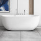 White Acrylic Oval Bathtub for Home Soaking Freestanding Tub with Drain White 55"L x 30"W x 24"H Tub with Deck Faucets Clearhalo 'Bathroom Remodel & Bathroom Fixtures' 'Bathtubs' 'Home Improvement' 'home_improvement' 'home_improvement_bathtubs' 'Showers & Bathtubs' 6463268