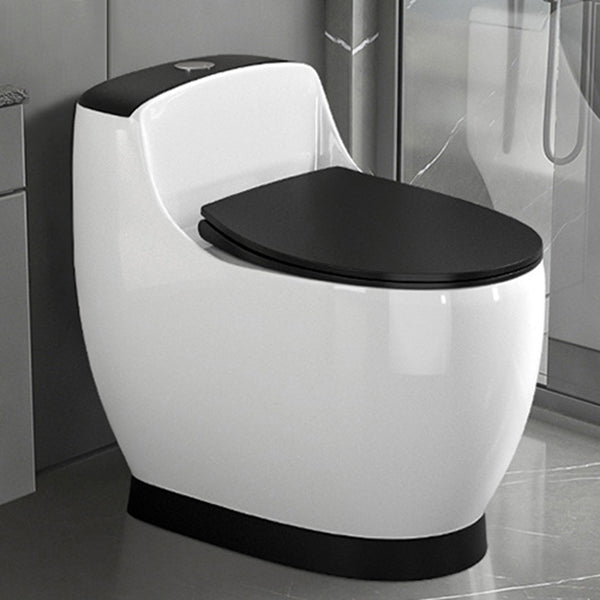 Modern Floor Mount Toilet Bowl Siphon Jet Toilet with Seat for Bathroom Black Clearhalo 'Bathroom Remodel & Bathroom Fixtures' 'Home Improvement' 'home_improvement' 'home_improvement_toilets' 'Toilets & Bidets' 'Toilets' 6463357