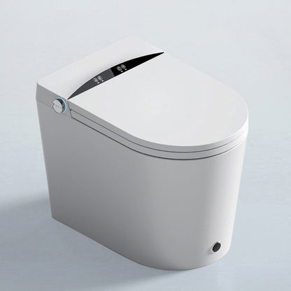 Modern Siphon Jet One Piece Toilet Bowl Heated Seat White Urine Toilet with Toilet Seat White Black Manual Lid (Standard) 12" Clearhalo 'Bathroom Remodel & Bathroom Fixtures' 'Home Improvement' 'home_improvement' 'home_improvement_toilets' 'Toilets & Bidets' 'Toilets' 6463411