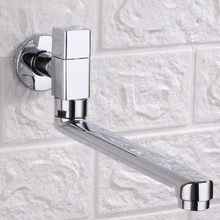 Contemporary Wall Mounted Bathroom Faucet Knob Handle Low Arc Rotatable Solid Brass Faucet Clearhalo 'Bathroom Remodel & Bathroom Fixtures' 'Bathroom Sink Faucets' 'Bathroom Sinks & Faucet Components' 'bathroom_sink_faucets' 'Home Improvement' 'home_improvement' 'home_improvement_bathroom_sink_faucets' 6466929