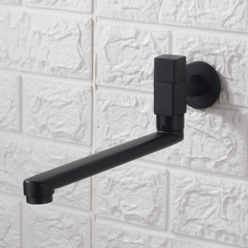 Contemporary Wall Mounted Bathroom Faucet Knob Handle Low Arc Rotatable Solid Brass Faucet Black Square Clearhalo 'Bathroom Remodel & Bathroom Fixtures' 'Bathroom Sink Faucets' 'Bathroom Sinks & Faucet Components' 'bathroom_sink_faucets' 'Home Improvement' 'home_improvement' 'home_improvement_bathroom_sink_faucets' 6466931