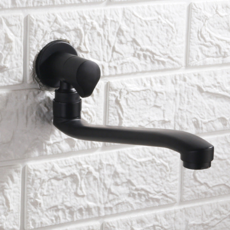 Contemporary Wall Mounted Bathroom Faucet Knob Handle Low Arc Rotatable Solid Brass Faucet Black Round Clearhalo 'Bathroom Remodel & Bathroom Fixtures' 'Bathroom Sink Faucets' 'Bathroom Sinks & Faucet Components' 'bathroom_sink_faucets' 'Home Improvement' 'home_improvement' 'home_improvement_bathroom_sink_faucets' 6466932