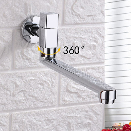 Contemporary Wall Mounted Bathroom Faucet Knob Handle Low Arc Rotatable Solid Brass Faucet Clearhalo 'Bathroom Remodel & Bathroom Fixtures' 'Bathroom Sink Faucets' 'Bathroom Sinks & Faucet Components' 'bathroom_sink_faucets' 'Home Improvement' 'home_improvement' 'home_improvement_bathroom_sink_faucets' 6466938