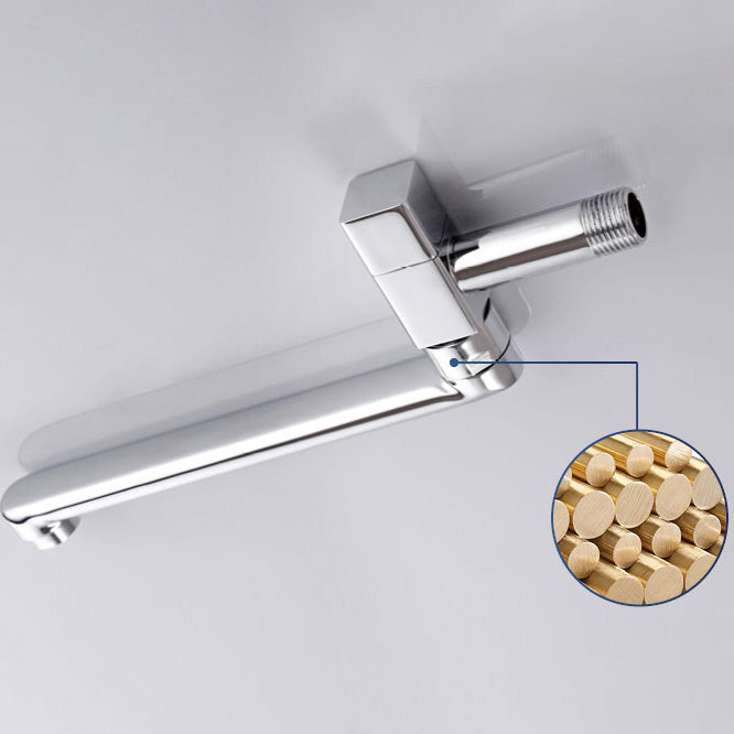 Contemporary Wall Mounted Bathroom Faucet Knob Handle Low Arc Rotatable Solid Brass Faucet Clearhalo 'Bathroom Remodel & Bathroom Fixtures' 'Bathroom Sink Faucets' 'Bathroom Sinks & Faucet Components' 'bathroom_sink_faucets' 'Home Improvement' 'home_improvement' 'home_improvement_bathroom_sink_faucets' 6466939