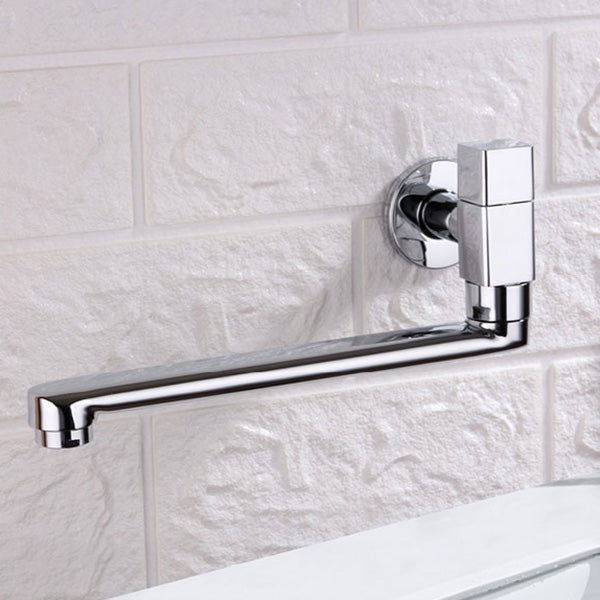 Contemporary Wall Mounted Bathroom Faucet Knob Handle Low Arc Rotatable Solid Brass Faucet Clearhalo 'Bathroom Remodel & Bathroom Fixtures' 'Bathroom Sink Faucets' 'Bathroom Sinks & Faucet Components' 'bathroom_sink_faucets' 'Home Improvement' 'home_improvement' 'home_improvement_bathroom_sink_faucets' 6466944