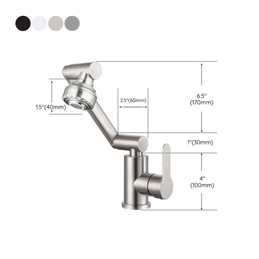 Contemporary Centerset Faucet Lever Handles Low Arc Stainless Steel Faucet Clearhalo 'Bathroom Remodel & Bathroom Fixtures' 'Bathroom Sink Faucets' 'Bathroom Sinks & Faucet Components' 'bathroom_sink_faucets' 'Home Improvement' 'home_improvement' 'home_improvement_bathroom_sink_faucets' 6466965