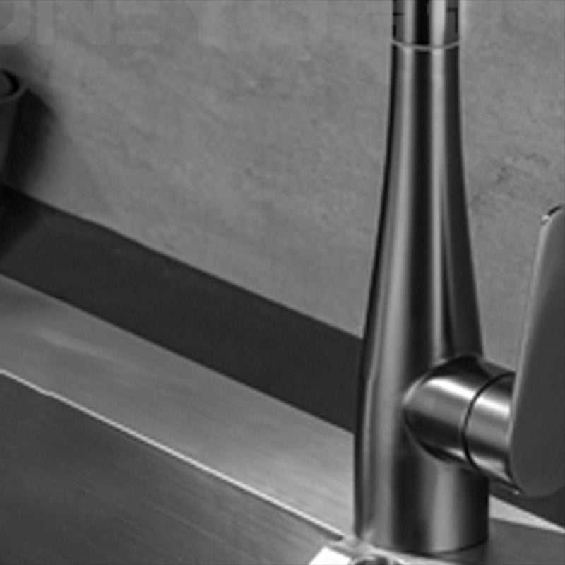 Modern 1-Handle Kitchen Faucet Stainless Steel Standard Kitchen Faucet Clearhalo 'Home Improvement' 'home_improvement' 'home_improvement_kitchen_faucets' 'Kitchen Faucets' 'Kitchen Remodel & Kitchen Fixtures' 'Kitchen Sinks & Faucet Components' 'kitchen_faucets' 6467045