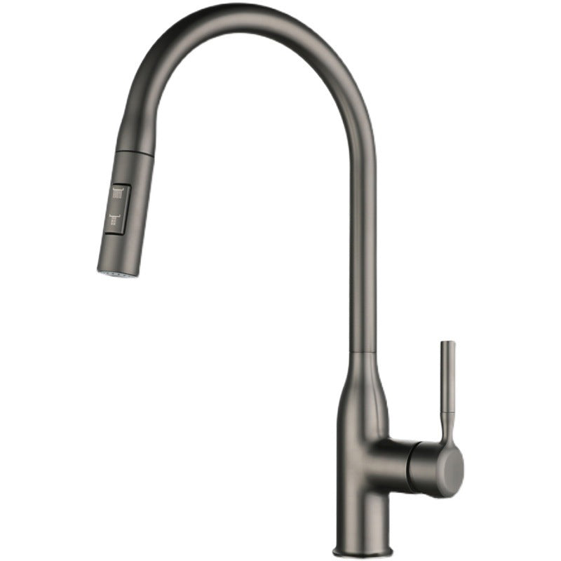 Modern Style Kitchen Faucet Copper 1-Handle Retractable High Arc Kitchen Faucet Clearhalo 'Home Improvement' 'home_improvement' 'home_improvement_kitchen_faucets' 'Kitchen Faucets' 'Kitchen Remodel & Kitchen Fixtures' 'Kitchen Sinks & Faucet Components' 'kitchen_faucets' 6467092