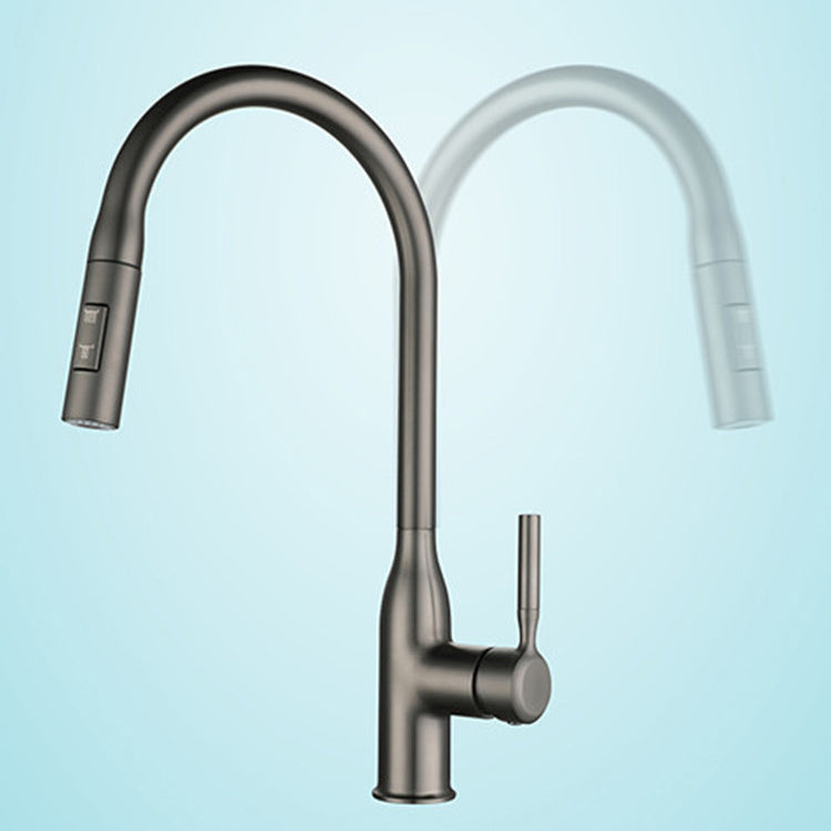 Modern Style Kitchen Faucet Copper 1-Handle Retractable High Arc Kitchen Faucet Clearhalo 'Home Improvement' 'home_improvement' 'home_improvement_kitchen_faucets' 'Kitchen Faucets' 'Kitchen Remodel & Kitchen Fixtures' 'Kitchen Sinks & Faucet Components' 'kitchen_faucets' 6467096