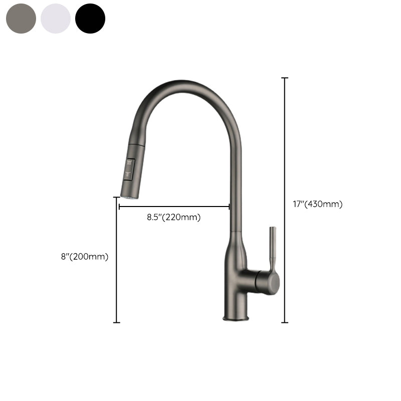 Modern Style Kitchen Faucet Copper 1-Handle Retractable High Arc Kitchen Faucet Clearhalo 'Home Improvement' 'home_improvement' 'home_improvement_kitchen_faucets' 'Kitchen Faucets' 'Kitchen Remodel & Kitchen Fixtures' 'Kitchen Sinks & Faucet Components' 'kitchen_faucets' 6467102