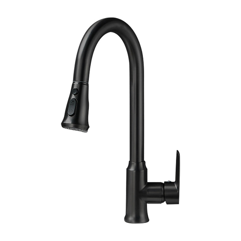 Modern Style Kitchen Faucet Brass 1-Handle High Arc Retractable Kitchen Faucet Clearhalo 'Home Improvement' 'home_improvement' 'home_improvement_kitchen_faucets' 'Kitchen Faucets' 'Kitchen Remodel & Kitchen Fixtures' 'Kitchen Sinks & Faucet Components' 'kitchen_faucets' 6467144