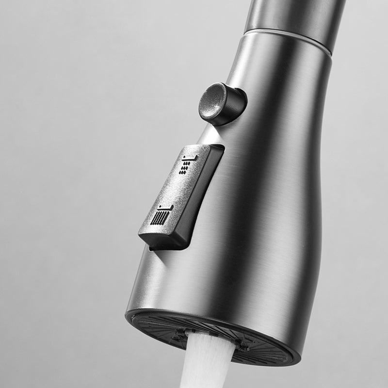 Modern Style Kitchen Faucet Brass 1-Handle High Arc Retractable Kitchen Faucet Clearhalo 'Home Improvement' 'home_improvement' 'home_improvement_kitchen_faucets' 'Kitchen Faucets' 'Kitchen Remodel & Kitchen Fixtures' 'Kitchen Sinks & Faucet Components' 'kitchen_faucets' 6467146