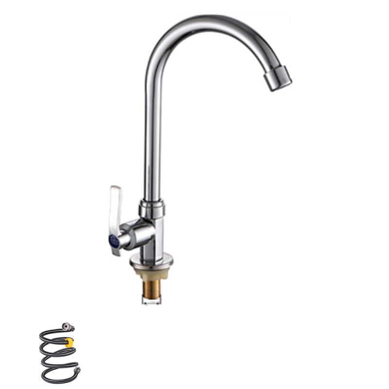Contemporary Single Handle Kitchen Faucet High Arch Water Filler in Chrome Metal Supply Lines Included Clearhalo 'Home Improvement' 'home_improvement' 'home_improvement_kitchen_faucets' 'Kitchen Faucets' 'Kitchen Remodel & Kitchen Fixtures' 'Kitchen Sinks & Faucet Components' 'kitchen_faucets' 6467158