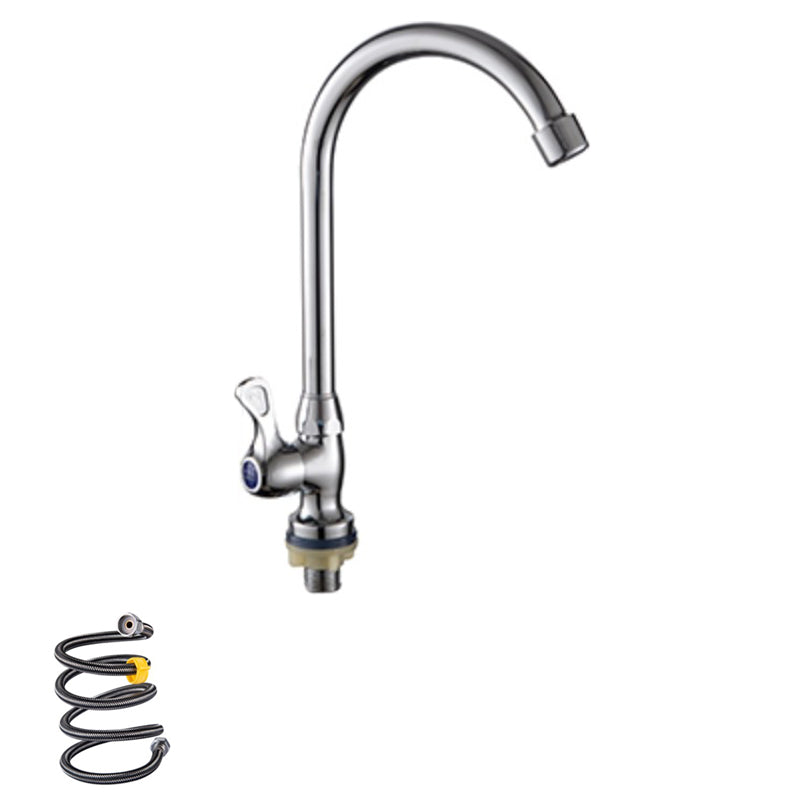 Contemporary Single Handle Kitchen Faucet High Arch Water Filler in Chrome Copper Supply Lines Included Clearhalo 'Home Improvement' 'home_improvement' 'home_improvement_kitchen_faucets' 'Kitchen Faucets' 'Kitchen Remodel & Kitchen Fixtures' 'Kitchen Sinks & Faucet Components' 'kitchen_faucets' 6467165