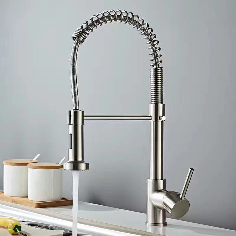 Modern Farmhouse One Handle Spring Spout Kitchen Faucet High Arch Water Filler Nickel Clearhalo 'Home Improvement' 'home_improvement' 'home_improvement_kitchen_faucets' 'Kitchen Faucets' 'Kitchen Remodel & Kitchen Fixtures' 'Kitchen Sinks & Faucet Components' 'kitchen_faucets' 6467196