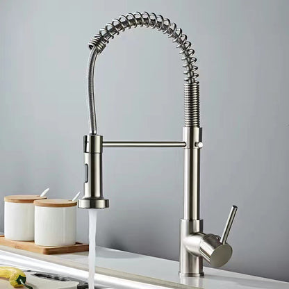 Modern Farmhouse One Handle Spring Spout Kitchen Faucet High Arch Water Filler Nickel Clearhalo 'Home Improvement' 'home_improvement' 'home_improvement_kitchen_faucets' 'Kitchen Faucets' 'Kitchen Remodel & Kitchen Fixtures' 'Kitchen Sinks & Faucet Components' 'kitchen_faucets' 6467196