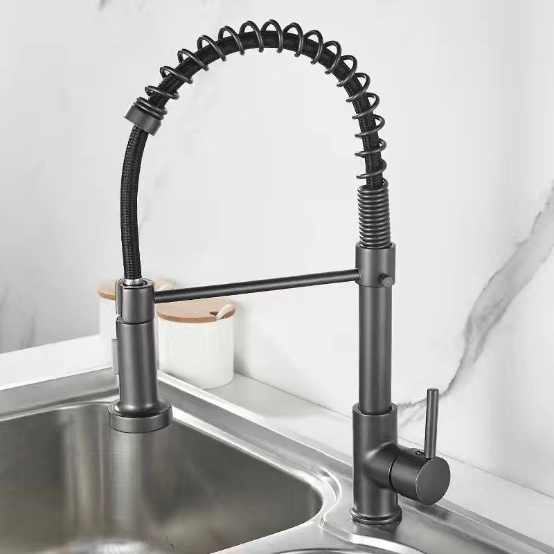 Modern Farmhouse One Handle Spring Spout Kitchen Faucet High Arch Water Filler Grey Clearhalo 'Home Improvement' 'home_improvement' 'home_improvement_kitchen_faucets' 'Kitchen Faucets' 'Kitchen Remodel & Kitchen Fixtures' 'Kitchen Sinks & Faucet Components' 'kitchen_faucets' 6467197