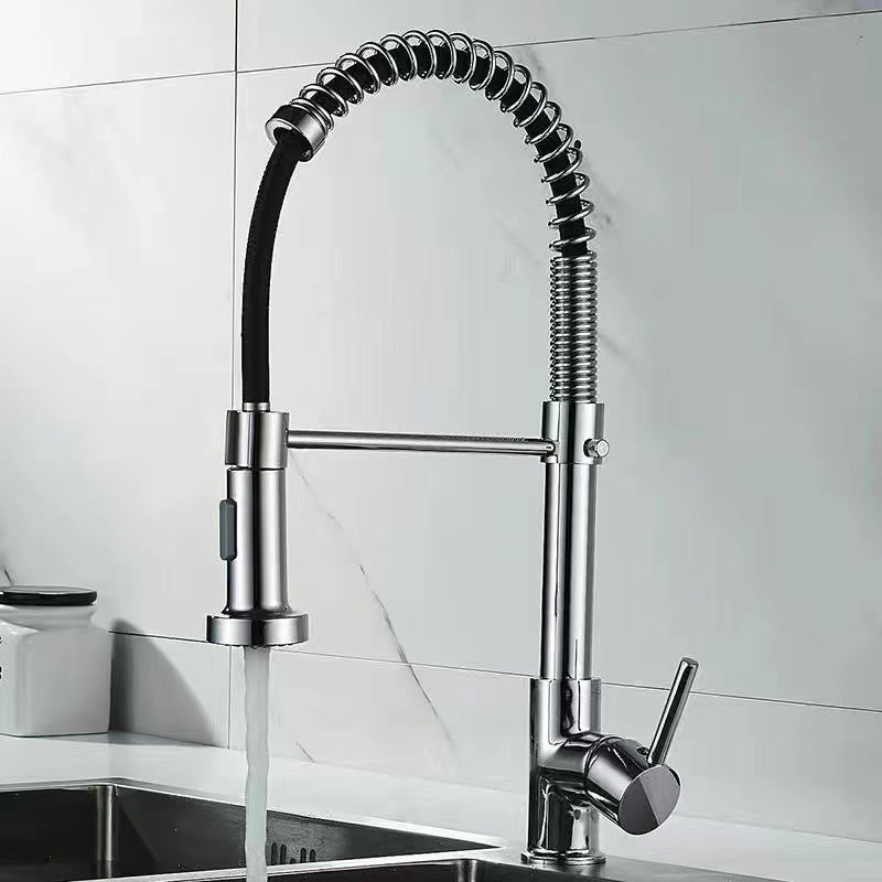 Modern Farmhouse One Handle Spring Spout Kitchen Faucet High Arch Water Filler Silver Clearhalo 'Home Improvement' 'home_improvement' 'home_improvement_kitchen_faucets' 'Kitchen Faucets' 'Kitchen Remodel & Kitchen Fixtures' 'Kitchen Sinks & Faucet Components' 'kitchen_faucets' 6467199