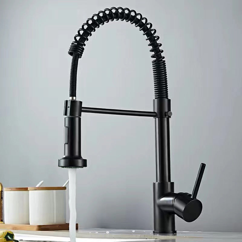 Modern Farmhouse One Handle Spring Spout Kitchen Faucet High Arch Water Filler Black Clearhalo 'Home Improvement' 'home_improvement' 'home_improvement_kitchen_faucets' 'Kitchen Faucets' 'Kitchen Remodel & Kitchen Fixtures' 'Kitchen Sinks & Faucet Components' 'kitchen_faucets' 6467201