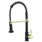 Modern Farmhouse One Handle Spring Spout Kitchen Faucet High Arch Water Filler Black Gold Clearhalo 'Home Improvement' 'home_improvement' 'home_improvement_kitchen_faucets' 'Kitchen Faucets' 'Kitchen Remodel & Kitchen Fixtures' 'Kitchen Sinks & Faucet Components' 'kitchen_faucets' 6467203