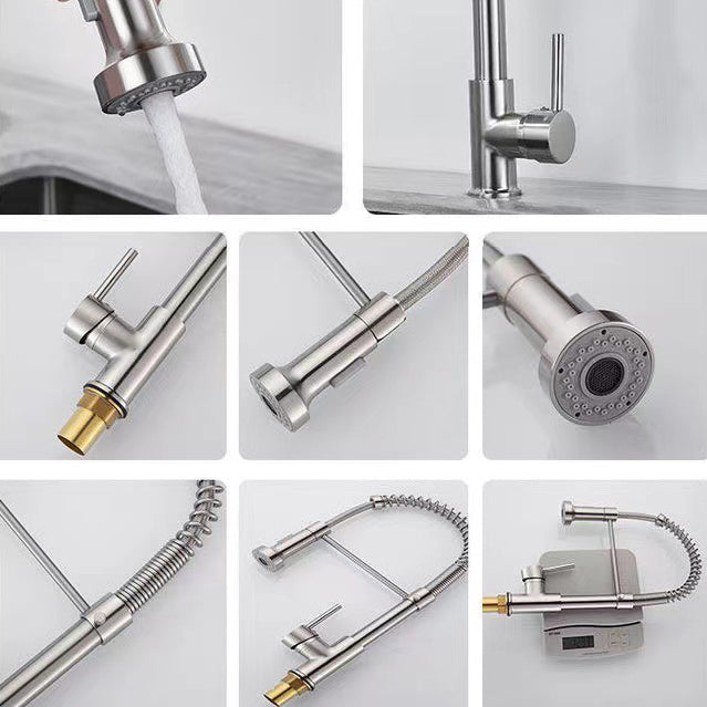 Modern Farmhouse One Handle Spring Spout Kitchen Faucet High Arch Water Filler Clearhalo 'Home Improvement' 'home_improvement' 'home_improvement_kitchen_faucets' 'Kitchen Faucets' 'Kitchen Remodel & Kitchen Fixtures' 'Kitchen Sinks & Faucet Components' 'kitchen_faucets' 6467208