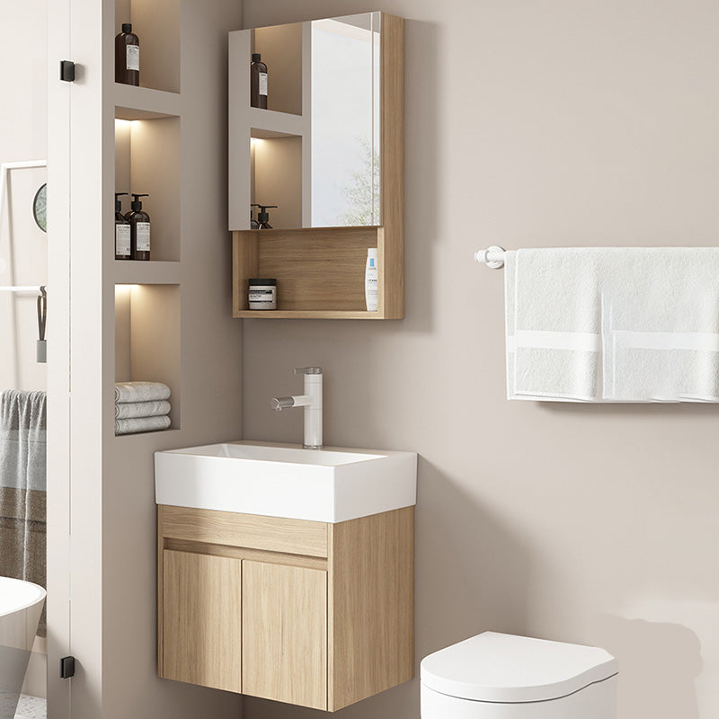 Basic Wooden Sink Vanity Wall-Mounted Vanity Cabinet with Mirror Cabinet Clearhalo 'Bathroom Remodel & Bathroom Fixtures' 'Bathroom Vanities' 'bathroom_vanities' 'Home Improvement' 'home_improvement' 'home_improvement_bathroom_vanities' 6467380