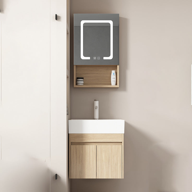 Basic Wooden Sink Vanity Wall-Mounted Vanity Cabinet with Mirror Cabinet Clearhalo 'Bathroom Remodel & Bathroom Fixtures' 'Bathroom Vanities' 'bathroom_vanities' 'Home Improvement' 'home_improvement' 'home_improvement_bathroom_vanities' 6467392