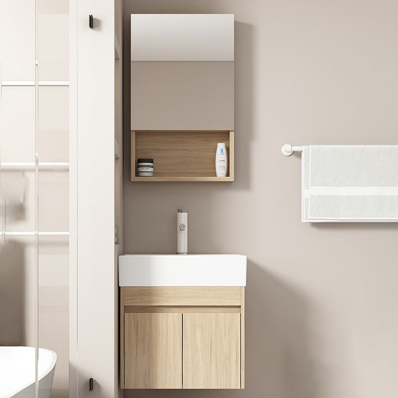 Basic Wooden Sink Vanity Wall-Mounted Vanity Cabinet with Mirror Cabinet Clearhalo 'Bathroom Remodel & Bathroom Fixtures' 'Bathroom Vanities' 'bathroom_vanities' 'Home Improvement' 'home_improvement' 'home_improvement_bathroom_vanities' 6467397