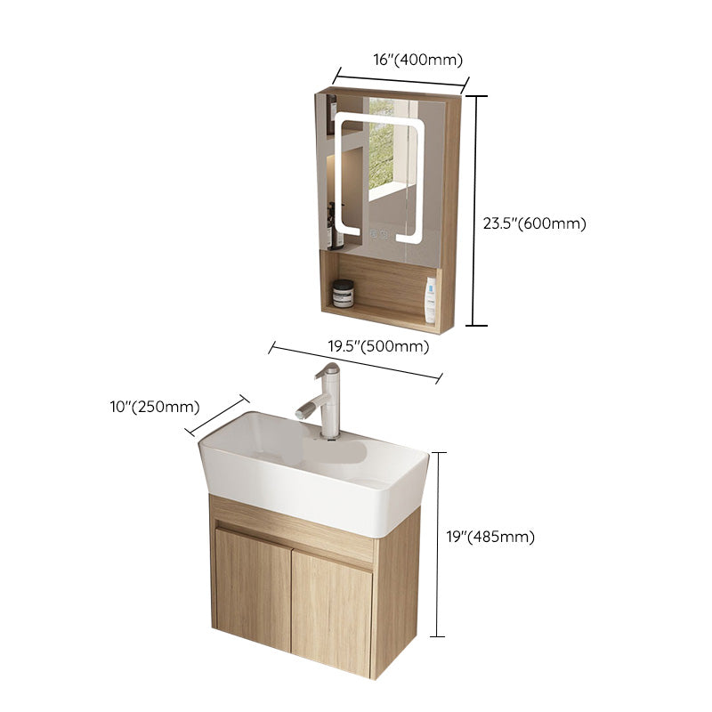 Basic Wooden Sink Vanity Wall-Mounted Vanity Cabinet with Mirror Cabinet Clearhalo 'Bathroom Remodel & Bathroom Fixtures' 'Bathroom Vanities' 'bathroom_vanities' 'Home Improvement' 'home_improvement' 'home_improvement_bathroom_vanities' 6467433