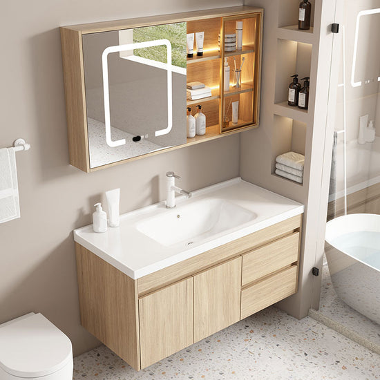 Contemporary Wood Sink Mirror WallMounted Vanity
