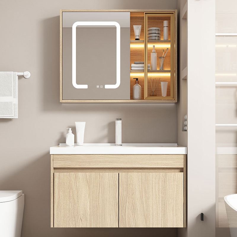 Contemporary Wood Sink Cabinet Mirror Cabinet Wall-Mounted Vanity Cabinet Clearhalo 'Bathroom Remodel & Bathroom Fixtures' 'Bathroom Vanities' 'bathroom_vanities' 'Home Improvement' 'home_improvement' 'home_improvement_bathroom_vanities' 6467442