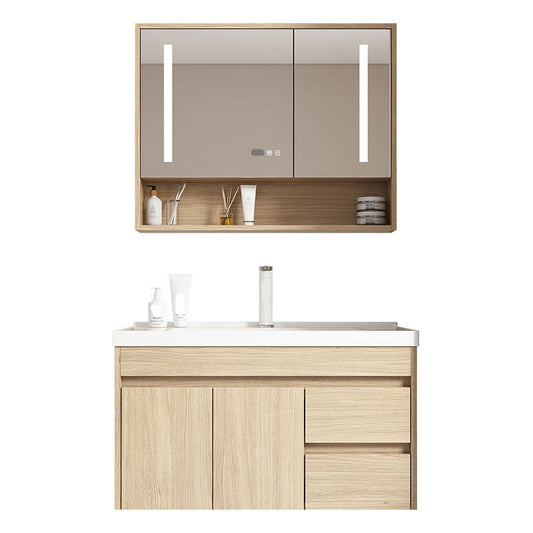 Contemporary Wood Sink Cabinet Mirror Cabinet Wall-Mounted Vanity Cabinet Clearhalo 'Bathroom Remodel & Bathroom Fixtures' 'Bathroom Vanities' 'bathroom_vanities' 'Home Improvement' 'home_improvement' 'home_improvement_bathroom_vanities' 6467445
