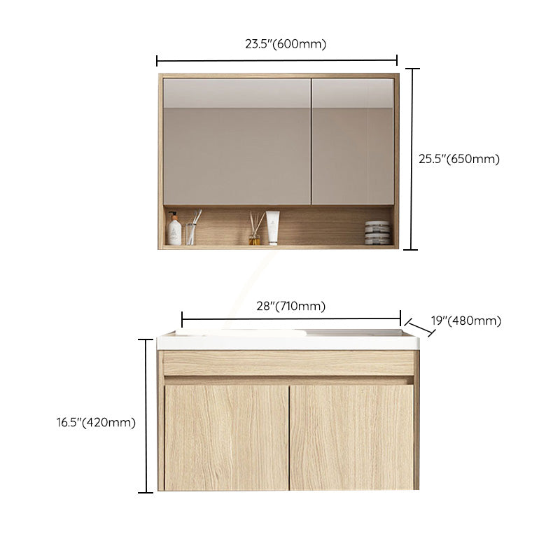 Contemporary Wood Sink Cabinet Mirror Cabinet Wall-Mounted Vanity Cabinet Clearhalo 'Bathroom Remodel & Bathroom Fixtures' 'Bathroom Vanities' 'bathroom_vanities' 'Home Improvement' 'home_improvement' 'home_improvement_bathroom_vanities' 6467459