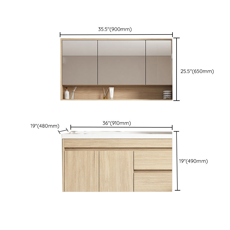 Contemporary Wood Sink Cabinet Mirror Cabinet Wall-Mounted Vanity Cabinet Clearhalo 'Bathroom Remodel & Bathroom Fixtures' 'Bathroom Vanities' 'bathroom_vanities' 'Home Improvement' 'home_improvement' 'home_improvement_bathroom_vanities' 6467462