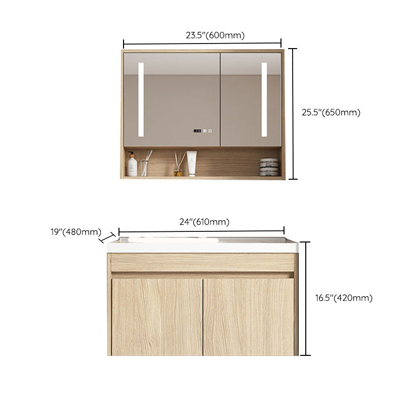 Contemporary Wood Sink Cabinet Mirror Cabinet Wall-Mounted Vanity Cabinet Clearhalo 'Bathroom Remodel & Bathroom Fixtures' 'Bathroom Vanities' 'bathroom_vanities' 'Home Improvement' 'home_improvement' 'home_improvement_bathroom_vanities' 6467464