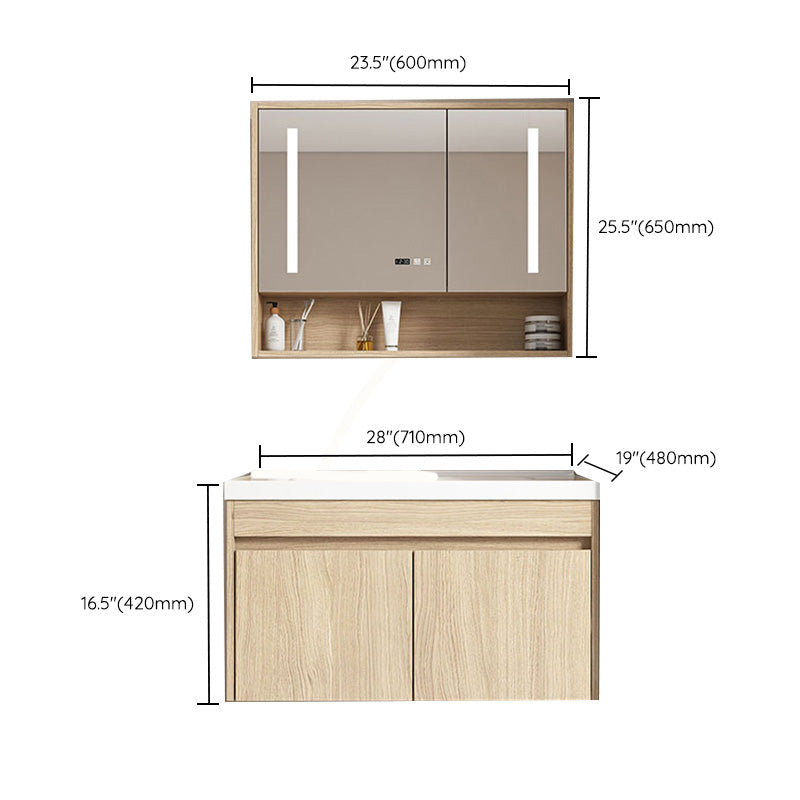 Contemporary Wood Sink Cabinet Mirror Cabinet Wall-Mounted Vanity Cabinet Clearhalo 'Bathroom Remodel & Bathroom Fixtures' 'Bathroom Vanities' 'bathroom_vanities' 'Home Improvement' 'home_improvement' 'home_improvement_bathroom_vanities' 6467465