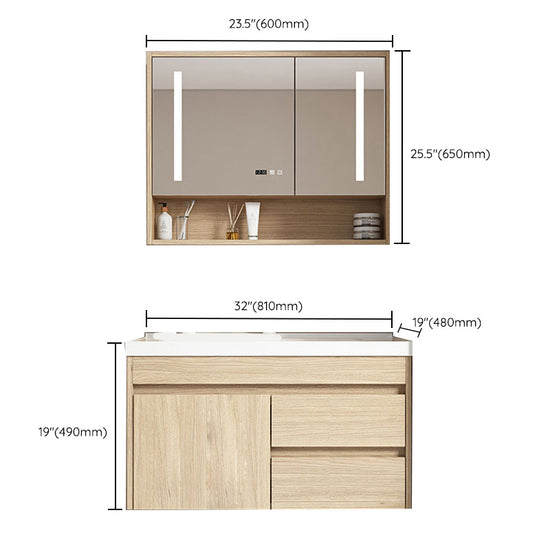 Contemporary Wood Sink Mirror WallMounted Vanity