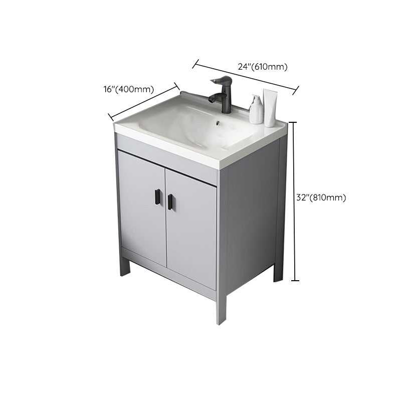 Contemporary Sink Vanity Freestanding Mirror Cabinet Open Console with Sink Set Clearhalo 'Bathroom Remodel & Bathroom Fixtures' 'Bathroom Vanities' 'bathroom_vanities' 'Home Improvement' 'home_improvement' 'home_improvement_bathroom_vanities' 6467504