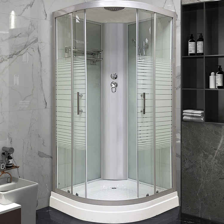 Contemporary Round Shower Stall Striped Framed Shower Stall with Ceiling Clearhalo 'Bathroom Remodel & Bathroom Fixtures' 'Home Improvement' 'home_improvement' 'home_improvement_shower_stalls_enclosures' 'Shower Stalls & Enclosures' 'shower_stalls_enclosures' 'Showers & Bathtubs' 6467525