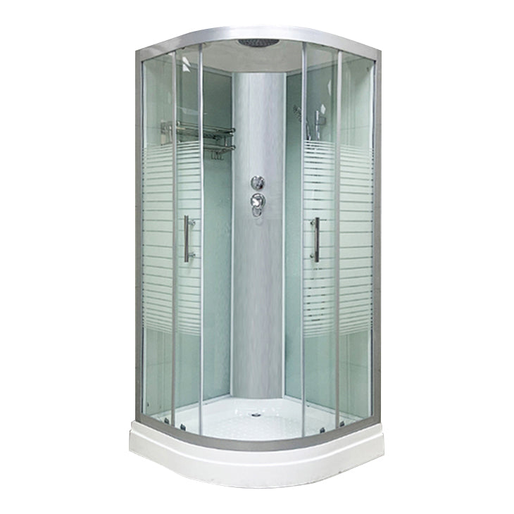 Contemporary Round Shower Stall Striped Framed Shower Stall with Ceiling Striped Clearhalo 'Bathroom Remodel & Bathroom Fixtures' 'Home Improvement' 'home_improvement' 'home_improvement_shower_stalls_enclosures' 'Shower Stalls & Enclosures' 'shower_stalls_enclosures' 'Showers & Bathtubs' 6467527